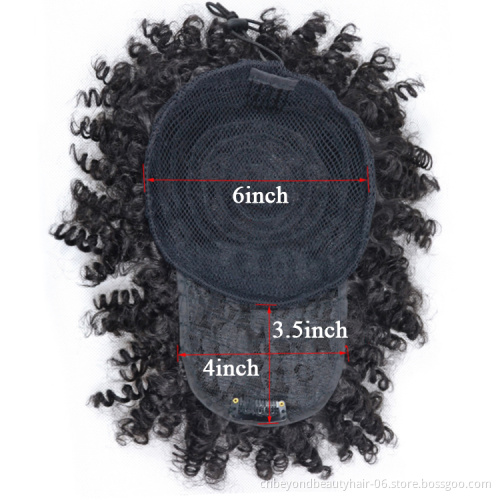 Short Drawstring High Puff Afro Kinky Curly Ponytail With Bangs Wig Pony Tail Hairpiece Wrap Synthetic Clip In Hair Extensions